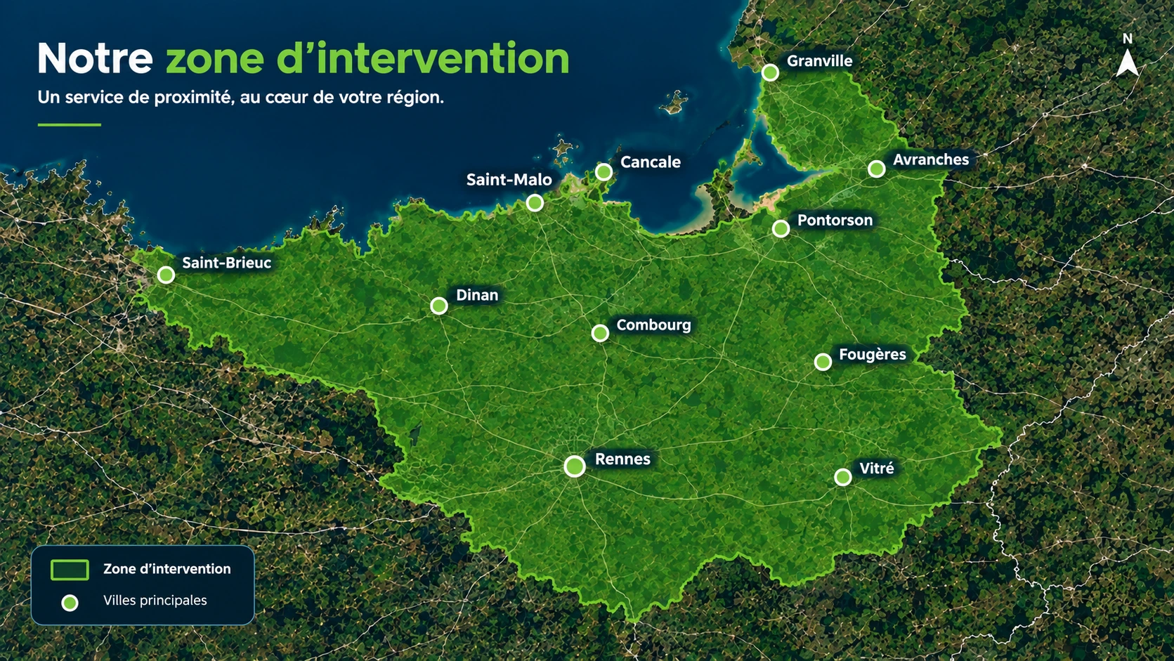 Carte de la zone d'intervention de Bâti S.A.V. Services